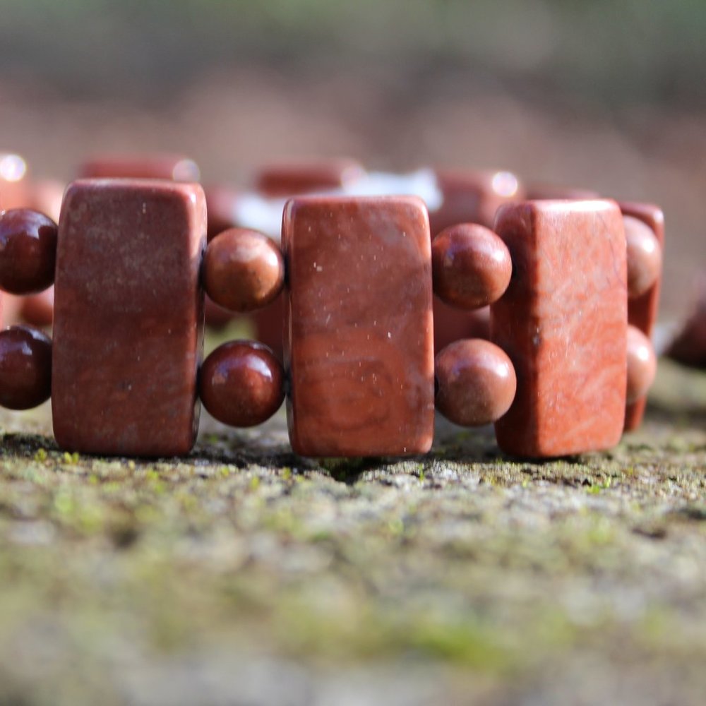 Natural GemStone Red Jade Jasper Bracelet